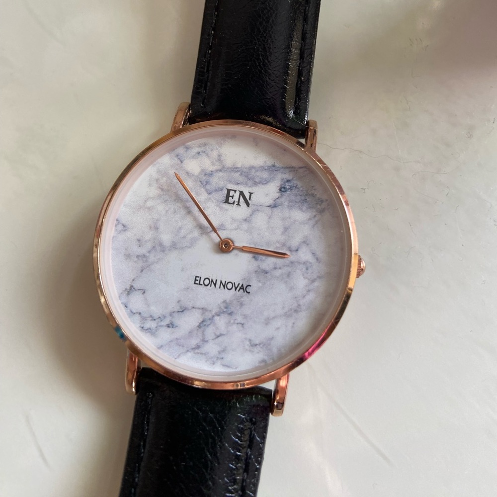 Black and rose gold Elon Novac watch. Only worn once
